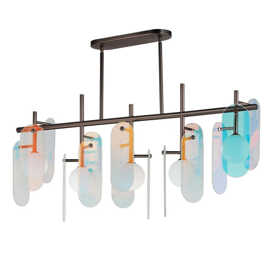 Studio M Lighting SM24825DCBBZ Megalith - Glass Megalith 5-Light Linear Pendant - Dichroic Glass