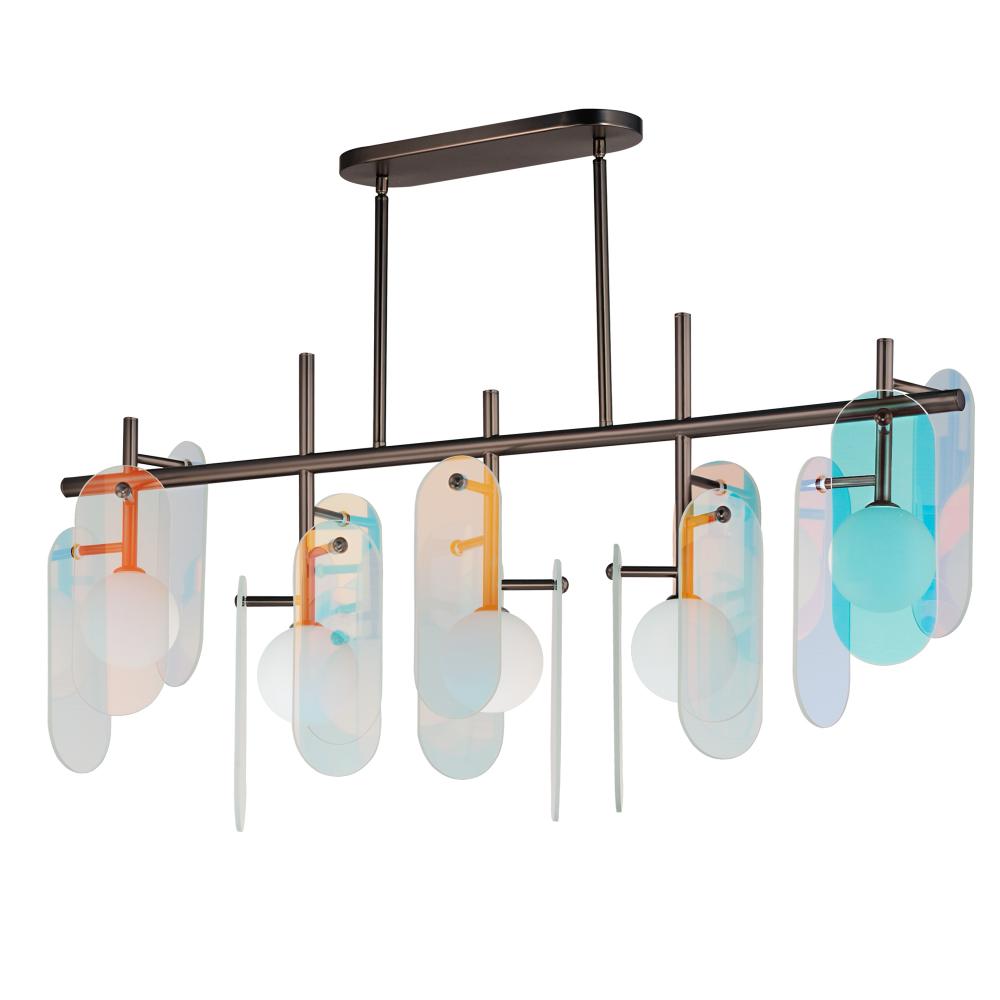 Studio M Lighting SM24825DCBBZ Megalith - Glass Megalith 5-Light Linear Pendant - Dichroic Glass