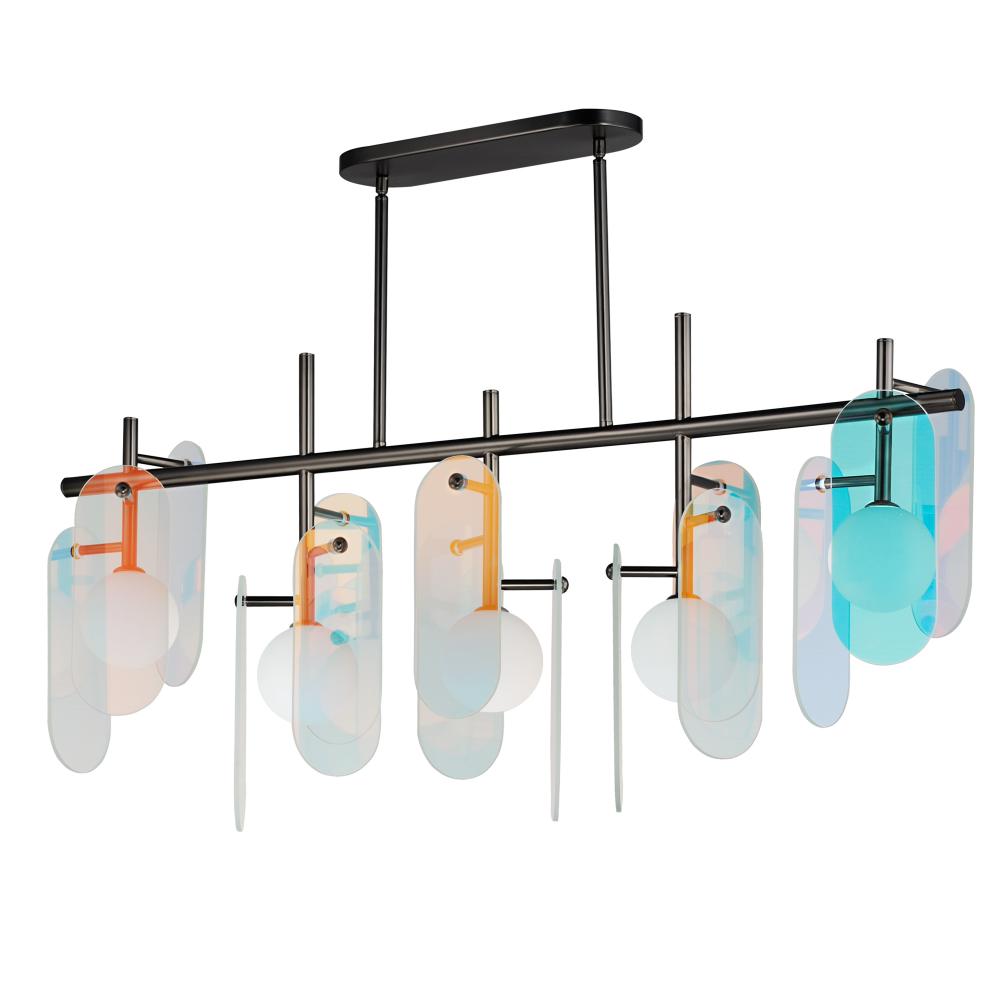 Studio M Lighting SM24825DCGM Megalith - Glass Megalith 5-Light Linear Pendant - Dichroic Glass