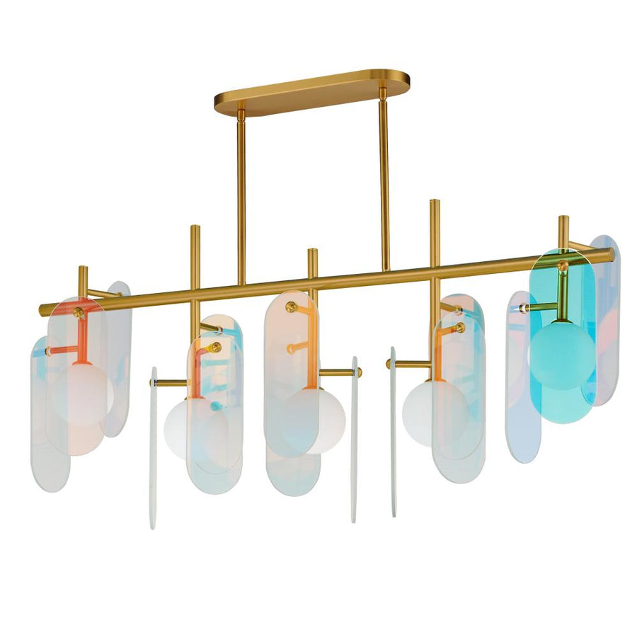 Studio M Lighting SM24825DCNAB Megalith - Glass Megalith 5-Light Linear Pendant - Dichroic Glass