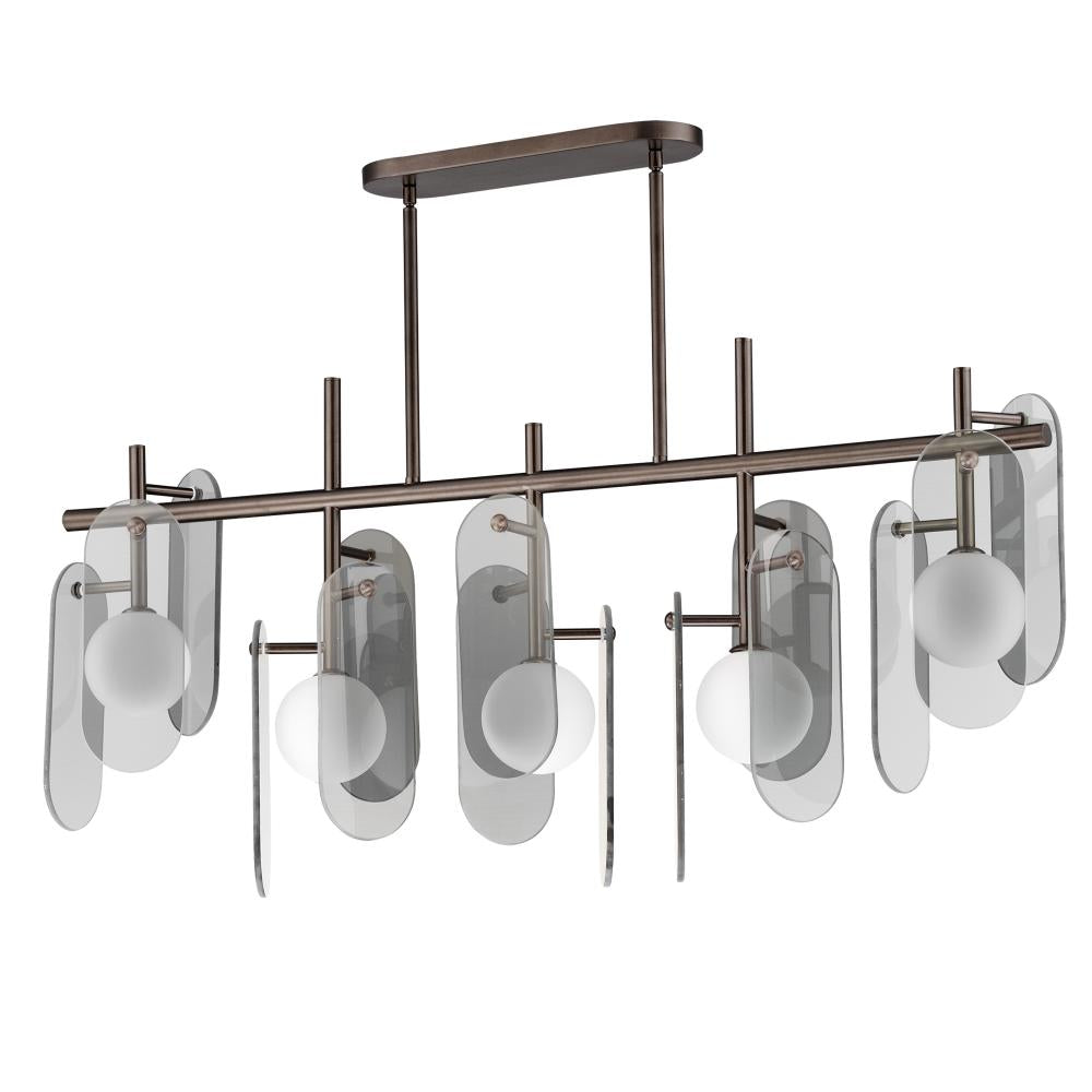 Studio M Lighting SM24825MSKBBZ Megalith - Glass Megalith 5-Light Linear Pendant - Mirror Smoke