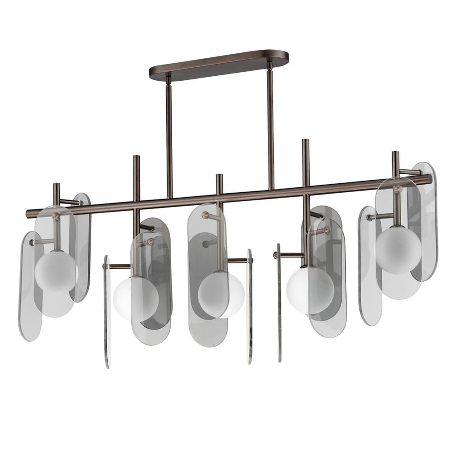Studio M Lighting SM24825MSKBBZ Megalith - Glass Megalith 5-Light Linear Pendant - Mirror Smoke