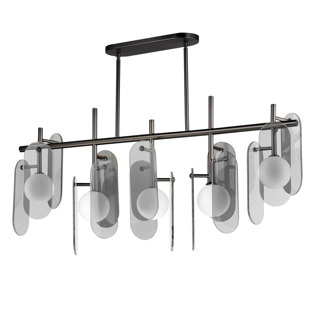 Studio M Lighting SM24825MSKGM Megalith - Glass Megalith 5-Light Linear Pendant - Mirror Smoke