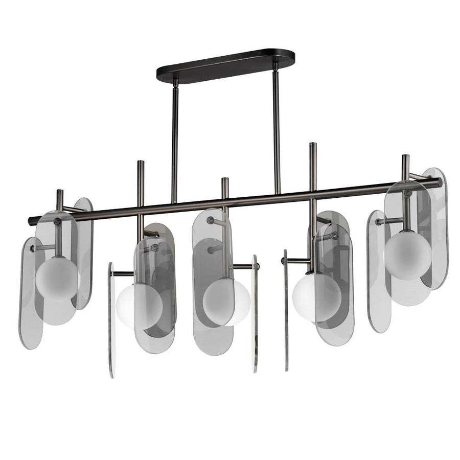 Studio M Lighting SM24825MSKGM Megalith - Glass Megalith 5-Light Linear Pendant - Mirror Smoke