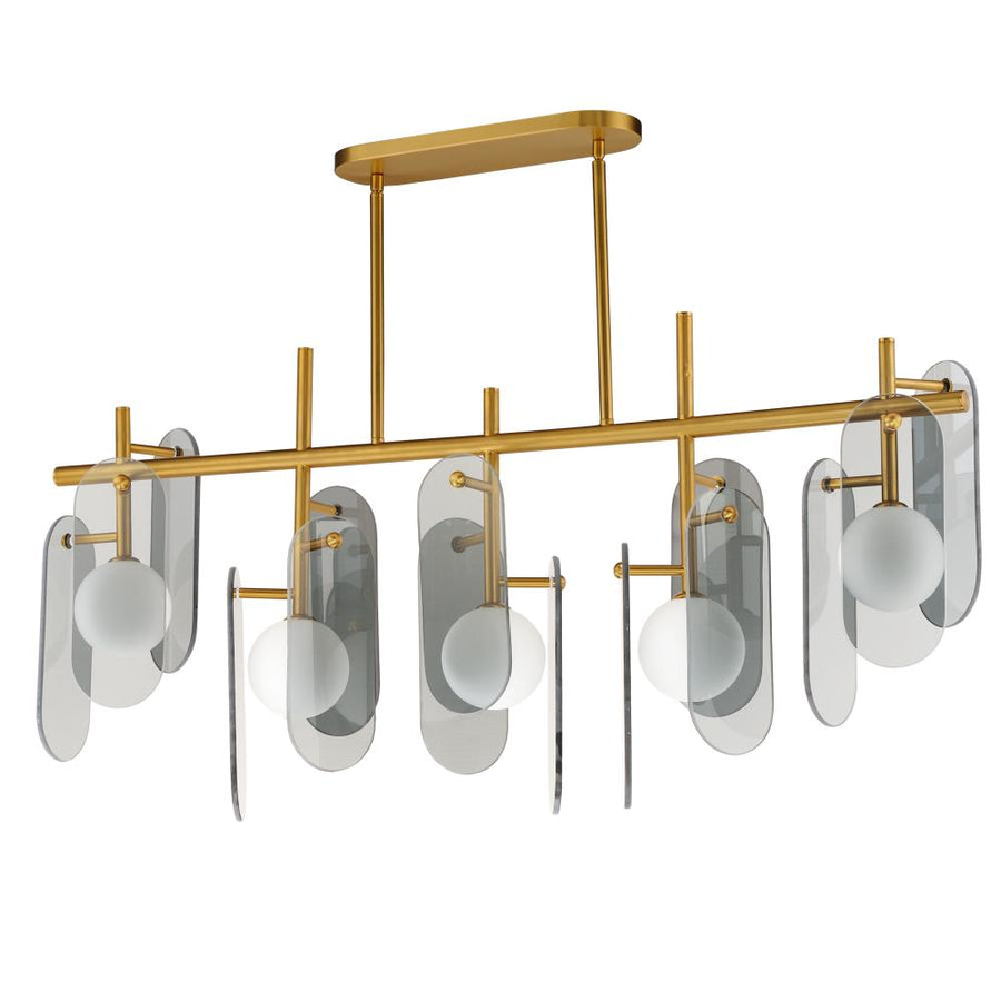 Studio M Lighting SM24825MSKNAB Megalith - Glass Megalith 5-Light Linear Pendant - Mirror Smoke