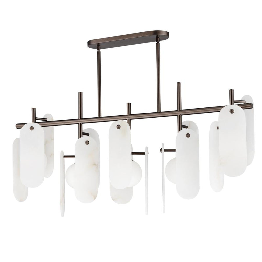 Studio M Lighting SM24825WABBZ Megalith - Stone Megalith 5-Light Linear Pendant- Spanish Alabaster