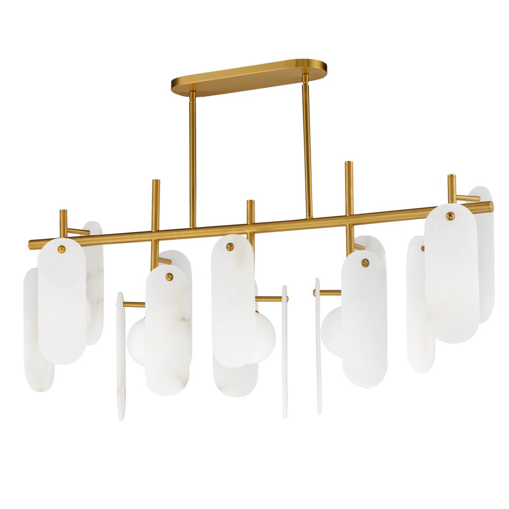 Studio M Lighting SM24825WANAB Megalith - Stone Megalith 5-Light Linear Pendant- Spanish Alabaster