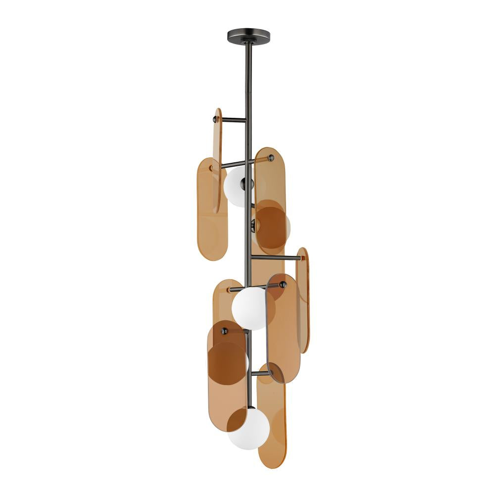 Studio M Lighting SM24827AMGM Megalith - Glass Megalith 5-Light Vertical Pendant - Amber