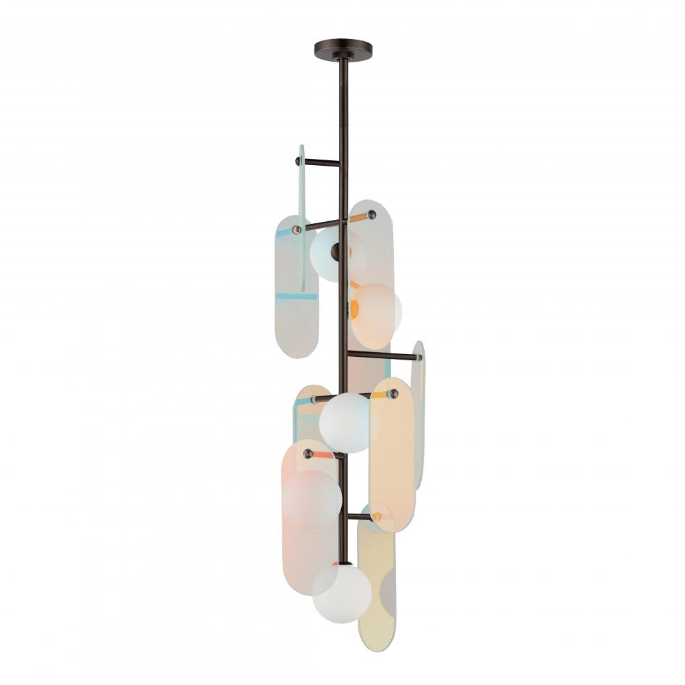 Studio M Lighting SM24827DCBBZ Megalith - Glass Megalith 5-Light Vertical Pendant - Dichroic Glass