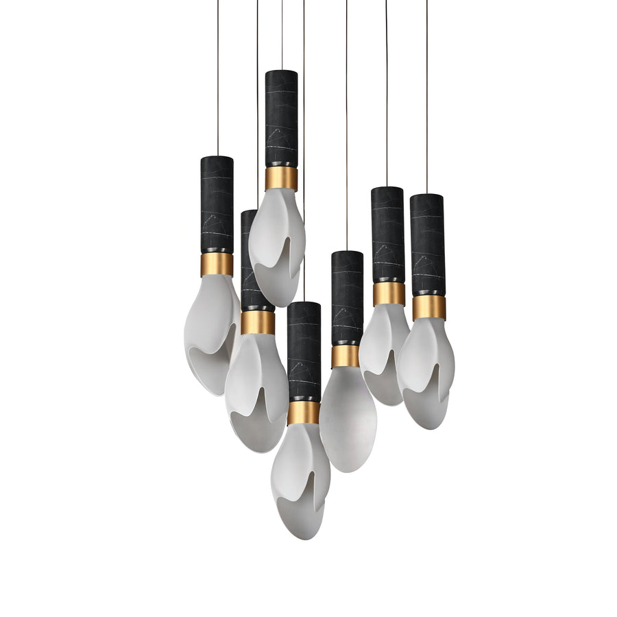 Studio M Lighting SM30147WTBKMNAB Burgeon 7-Light LED Pendant