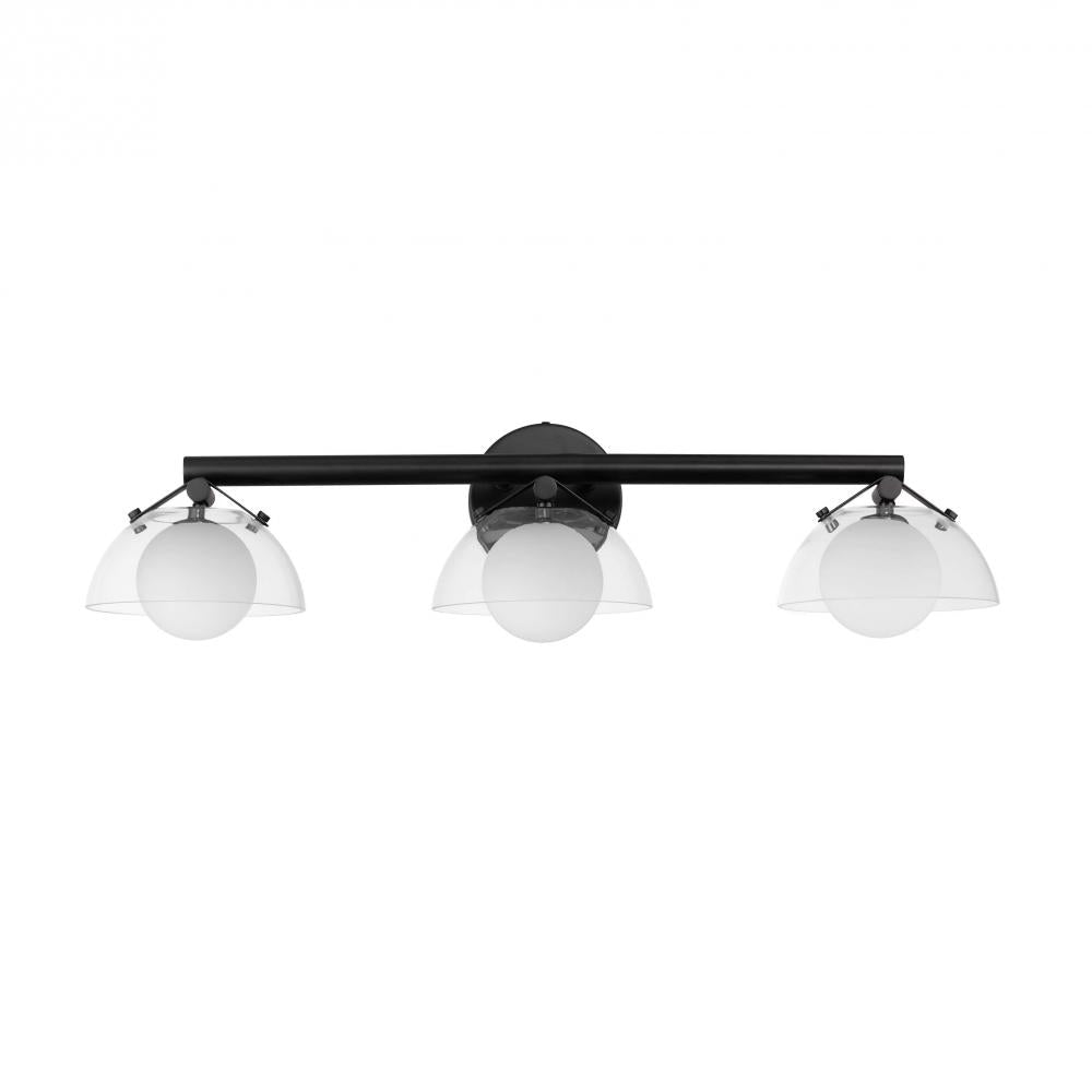 Studio M Lighting SM31003CLBK Domain 3-Light Wall Sconce - Clear/Black