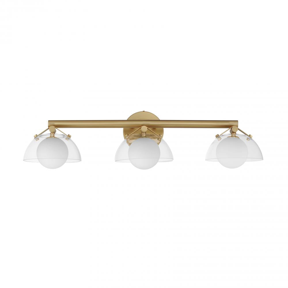 Studio M Lighting SM31003CLNAB Domain 3-Light Wall Sconce - Clear/Brass