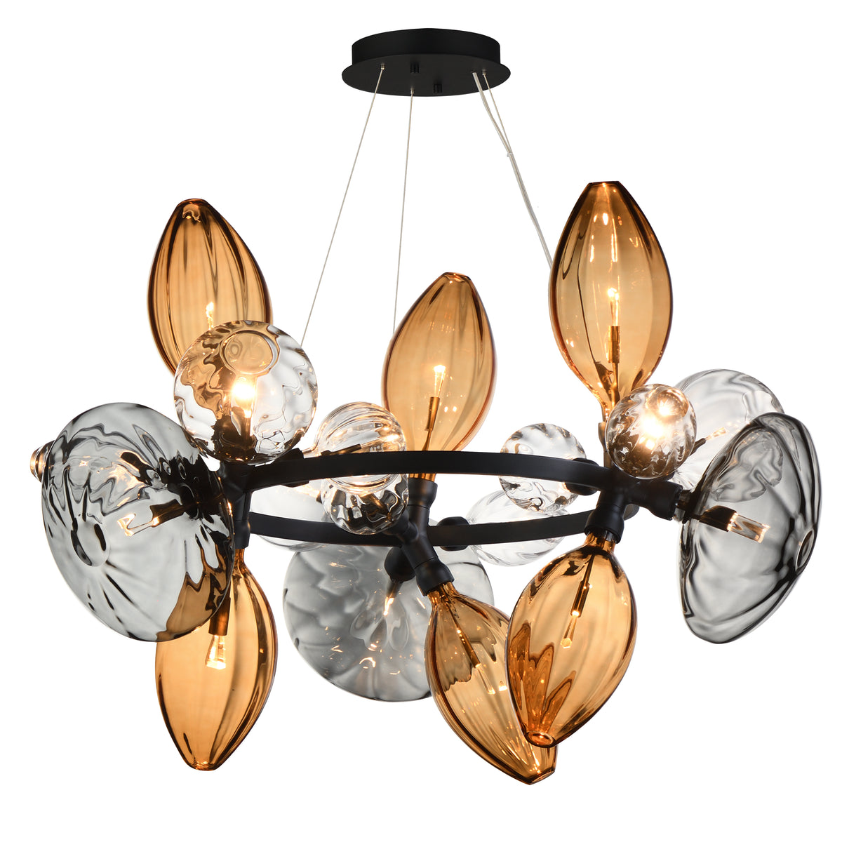 Studio M Lighting SM49303EMSKBK Ray Dance Cluster Ray Dance 18-Light 3 Cluster LED Pendant