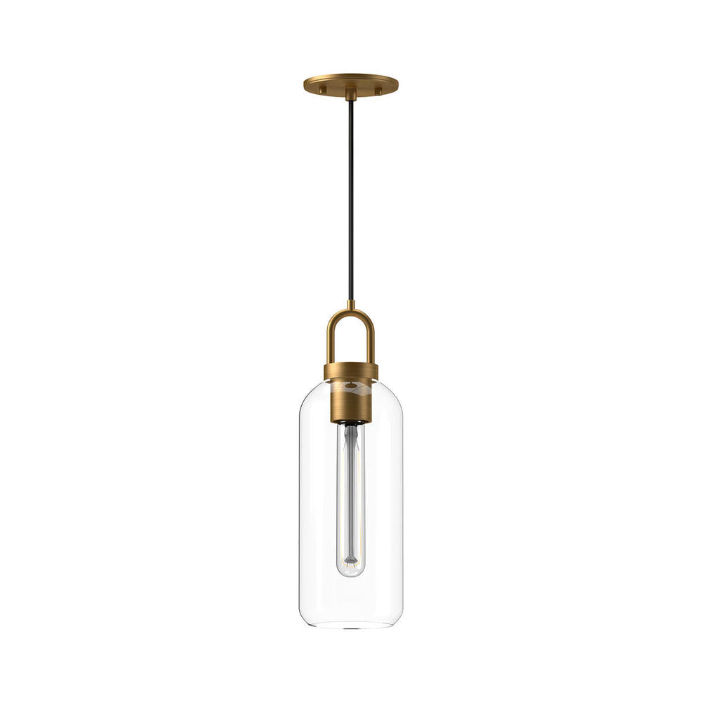 ALORA MOOD Lighting PD401505AGCL Pendant Light Fixture, UL Damp Rated, Aged Gold/Clear Glass