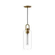 ALORA MOOD Lighting PD401505AGCL Pendant Light Fixture, UL Damp Rated, Aged Gold/Clear Glass