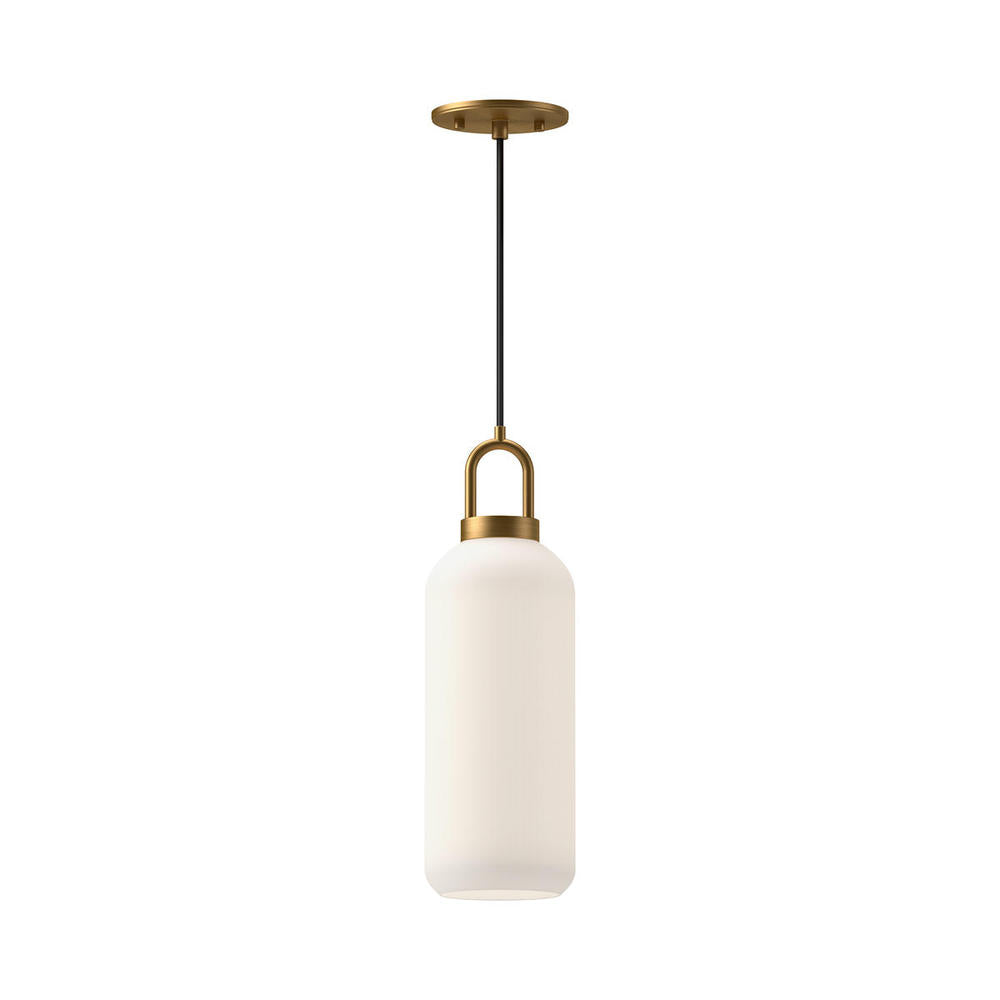 ALORA MOOD Lighting PD401505AGOP Pendant, 1 Light, Aged Gold/Opal Matte Glass