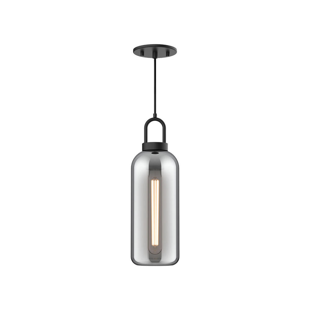 ALORA MOOD Lighting PD401505MBSM Pendant, 1 Light, Matte Black/Smoked Solid Glass