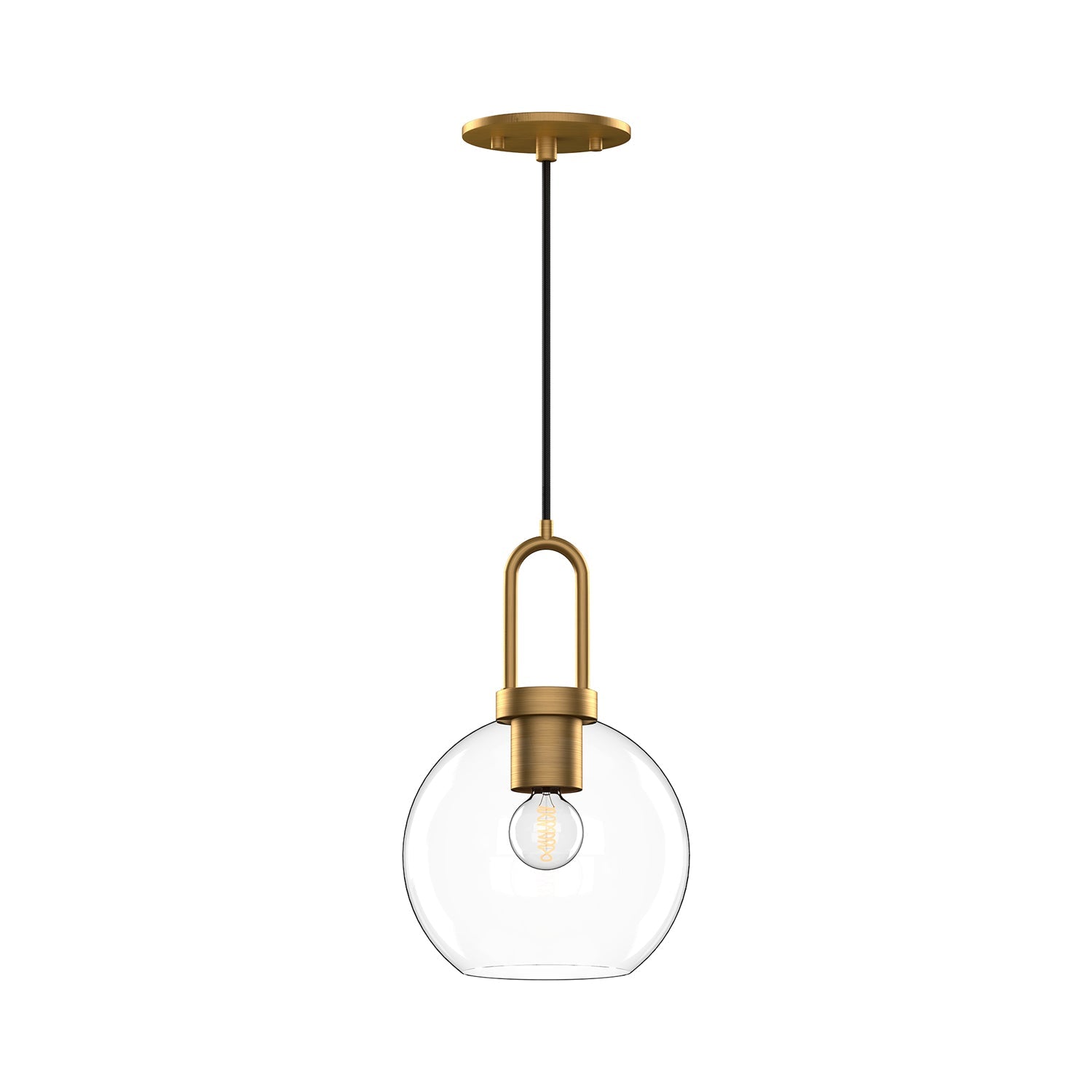 Soji 8-in Aged Gold/Clear Glass 1 Light Pendant