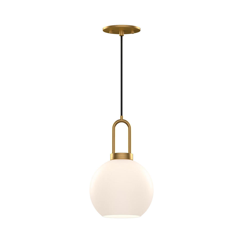 ALORA MOOD Lighting PD601608AGOP Pendant, 1 Light, Aged Gold/Opal Matte Glass