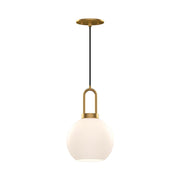 ALORA MOOD Lighting PD601608AGOP Pendant, 1 Light, Aged Gold/Opal Matte Glass