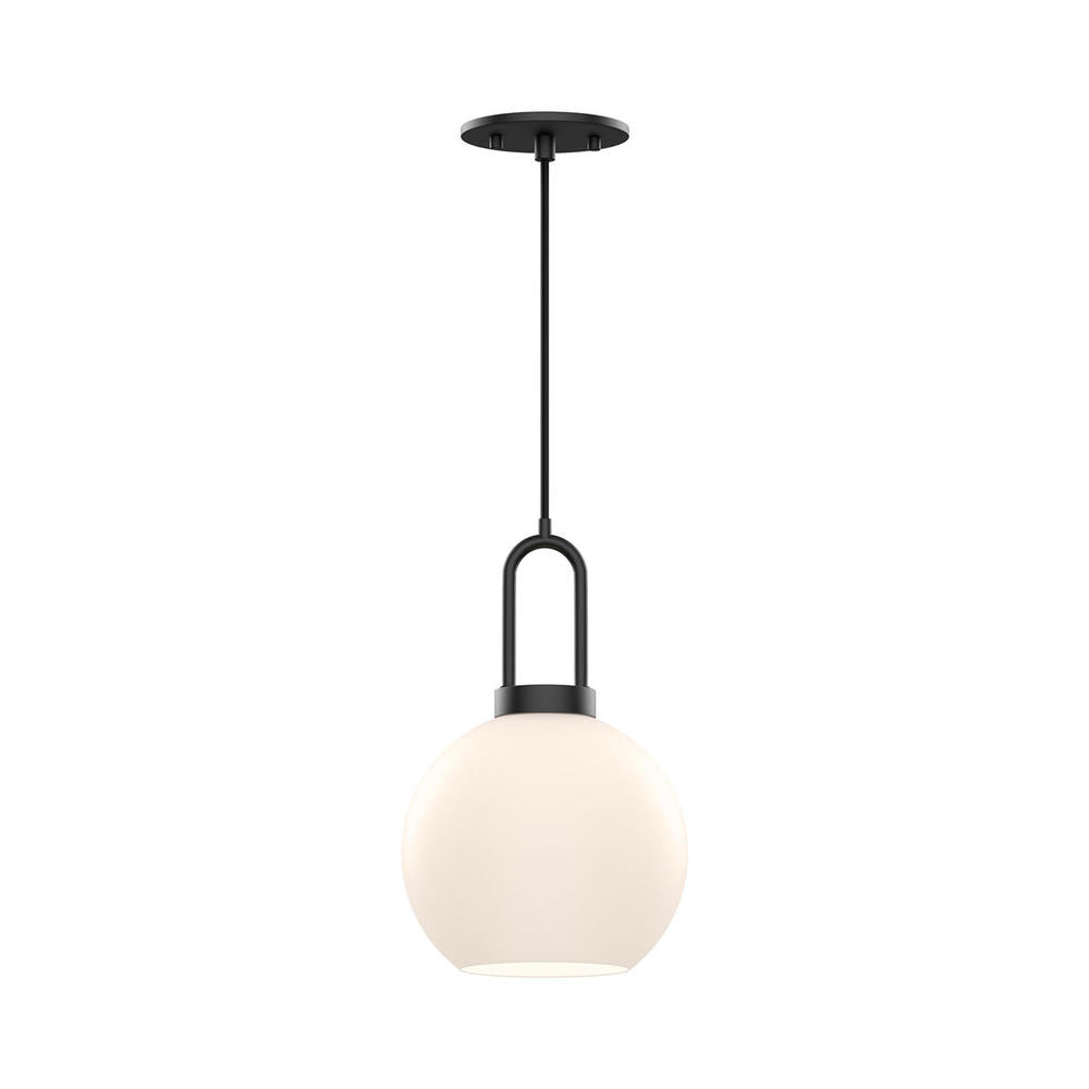Alora Mood Lighting Soji PD601608MBOP Pendant, 1 Light, Matte Black/Opal Matte Glass