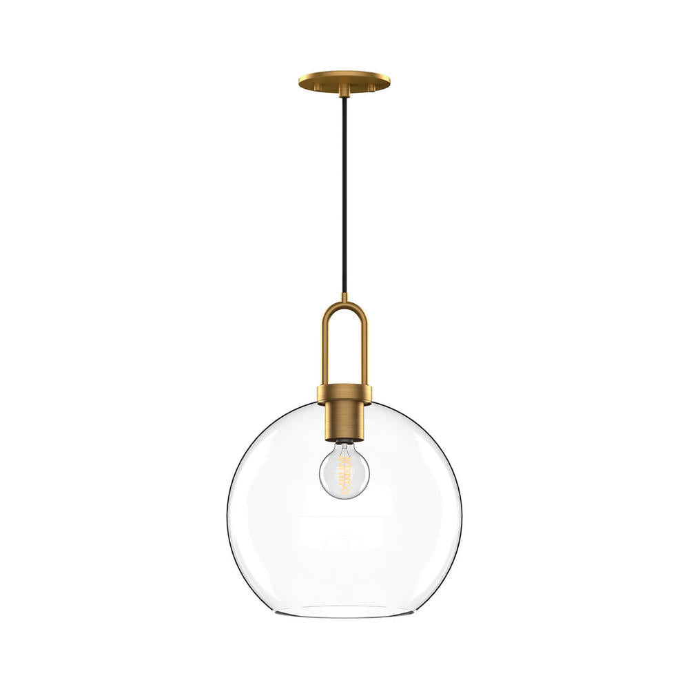 ALORA MOOD Lighting PD601710AGCL Soji 10-in Aged Gold/Clear Glass Pendant, Aged Gold/Clear Glass