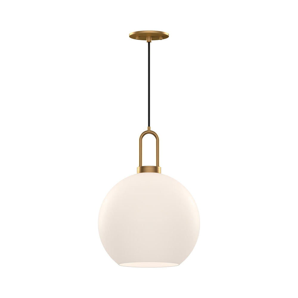 ALORA MOOD Lighting PD601710AGOP Pendant Light Fixture, UL Damp Rated, Aged Gold/Opal Matte Glass