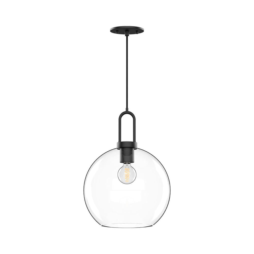 ALORA MOOD Lighting PD601710MBCL Soji 10-in Clear Glass/Matte Black Pendant, 1 Light Fixture