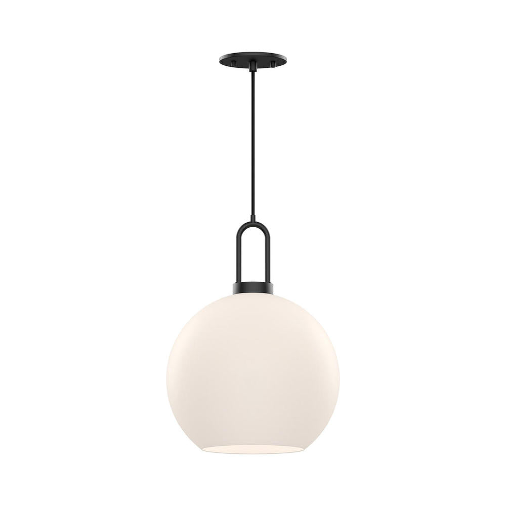 ALORA MOOD Lighting PD601710MBOP 1 Light Pendant, Matte Black/Opal Matte Glass