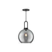 ALORA MOOD Lighting PD601710MBSM Soji 10-in Pendant Light Fixture, UL Damp Rated, Matte Black/Smoked Solid Glass