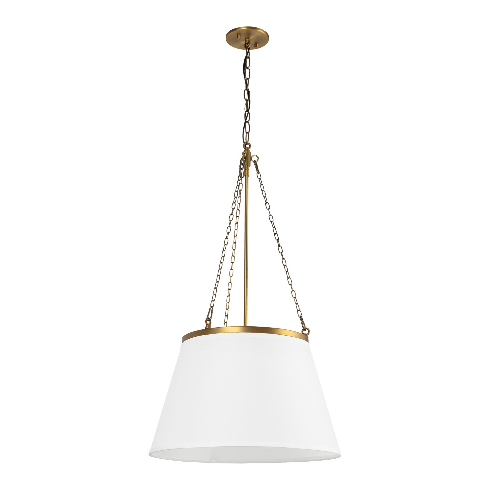 Speakeasy 18-in Aged Gold/White Linen 1 Light Pendant