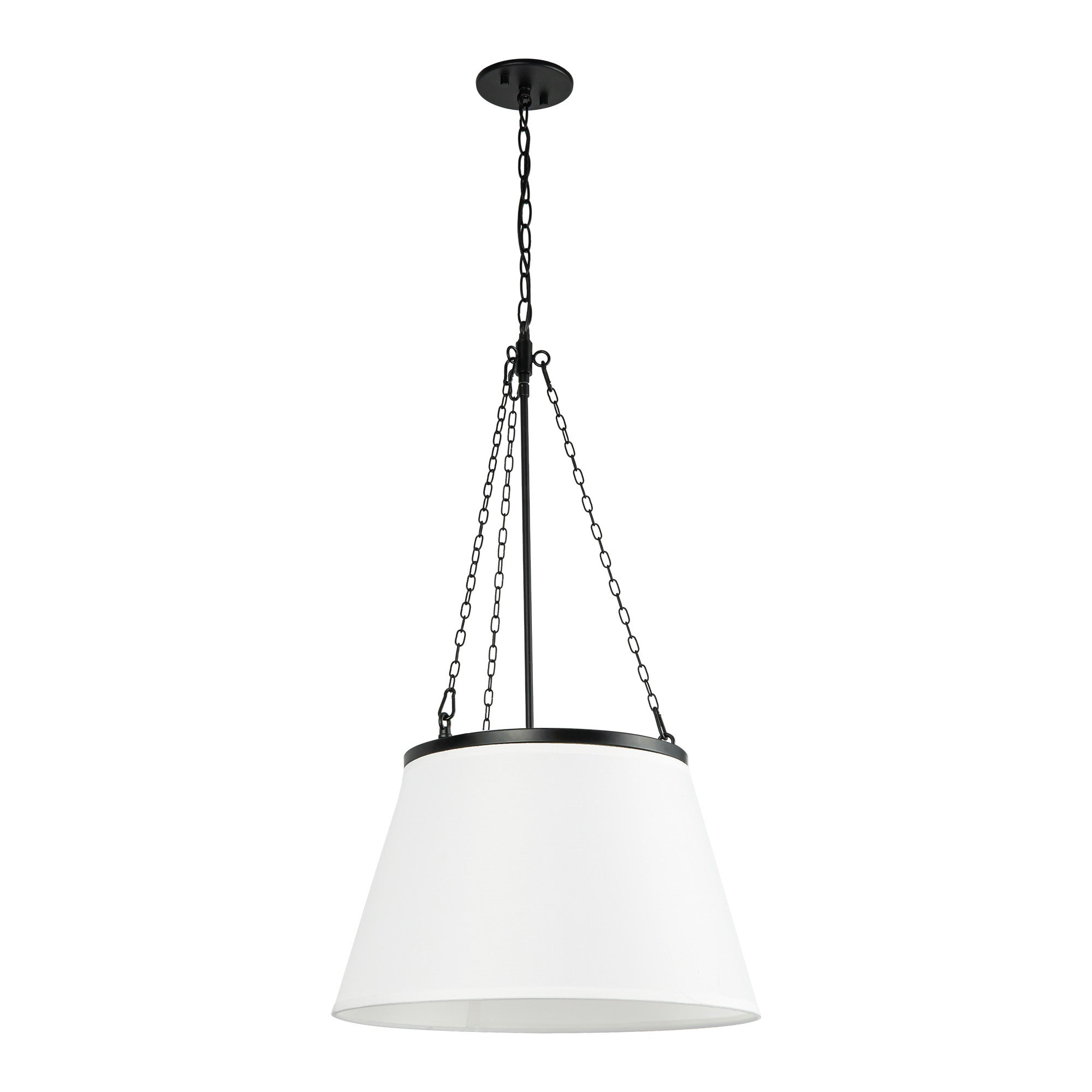 Speakeasy 18-in Matte Black/White Linen 1 Light Pendant