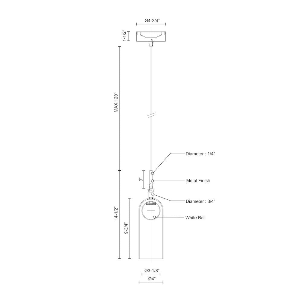 Kuzco PD19804-BN Stylo 4-in Pendant, LED, Down Light, Brushed Nickel