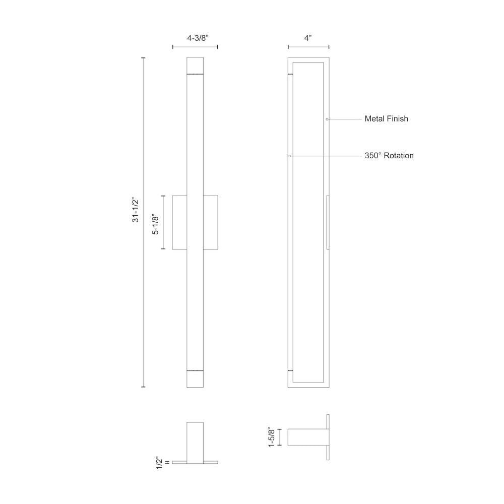 Kuzco WS24332-BK Wall Sconce, Adjustable Directional Light, Black