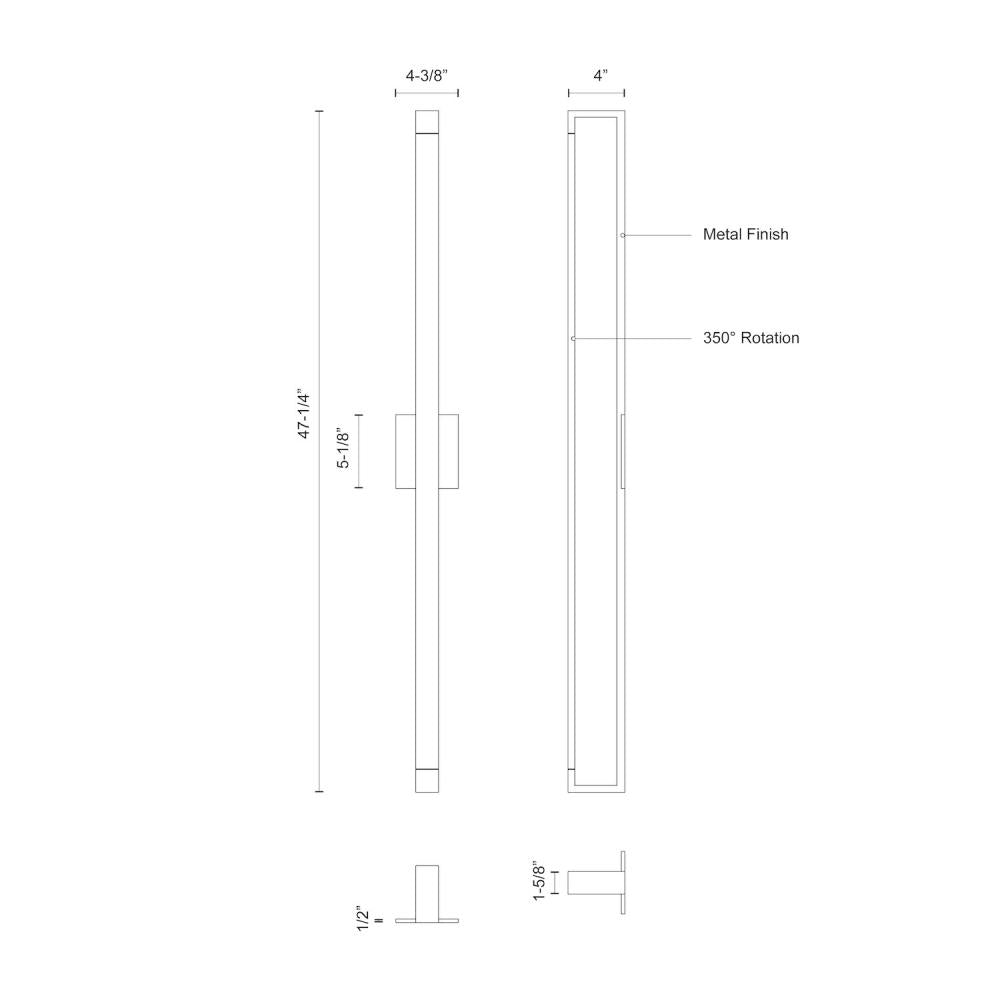 Kuzco WS24348-WH Wall Sconce, 48-in, Adjustable Directional Light, White Finish