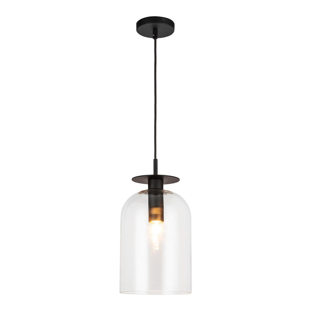 ALORA MOOD Lighting PD515408MBCL Pendant, 1 Light, Matte Black/Clear Glass