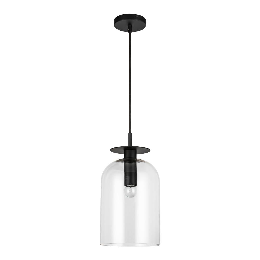 ALORA MOOD Lighting PD515408MBCL Pendant, 1 Light, Matte Black/Clear Glass