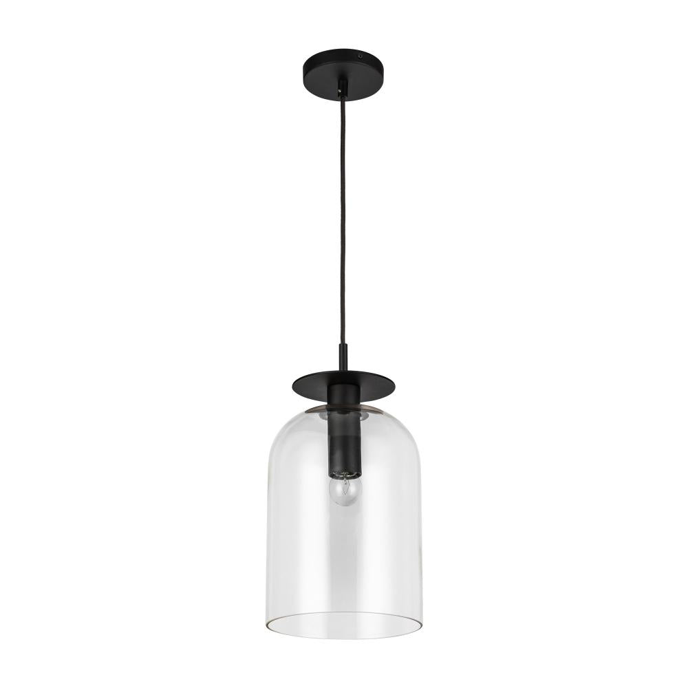 ALORA MOOD Lighting PD515408MBCL Pendant, 1 Light, Matte Black/Clear Glass