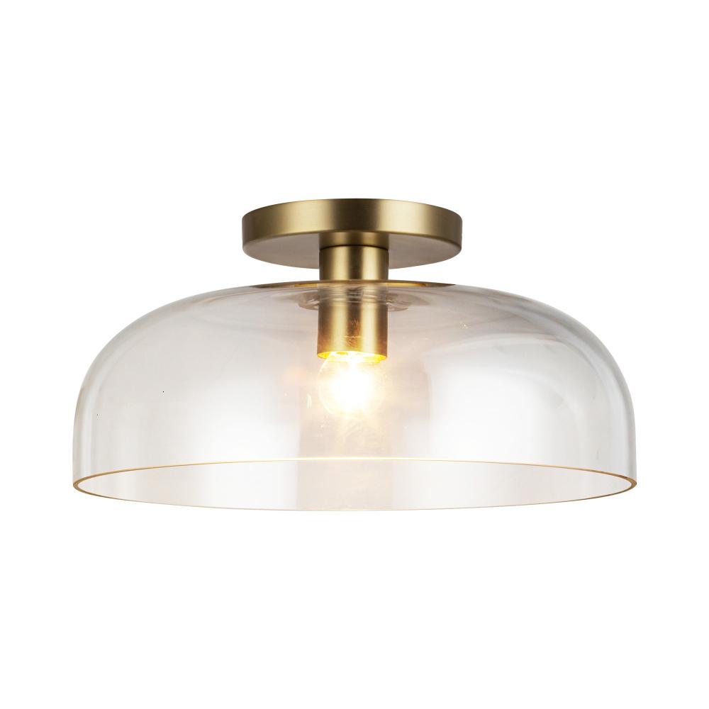 ALORA MOOD Lighting SF515712BGCL Semi-Flush Mount, 12-in, Brushed Gold/Clear Glass