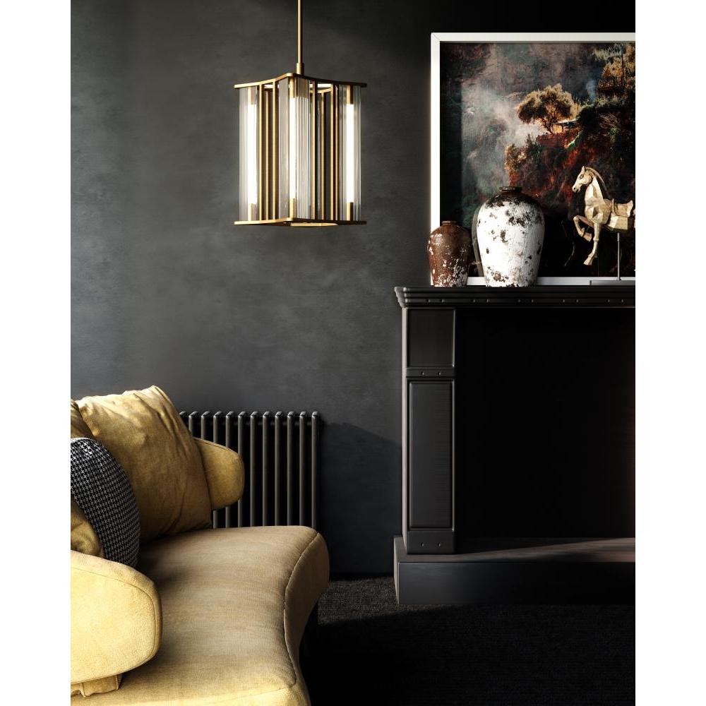 ALORA Lighting Sabre PD339415VBCR Pendant, Ribbed Glass/Vintage Brass