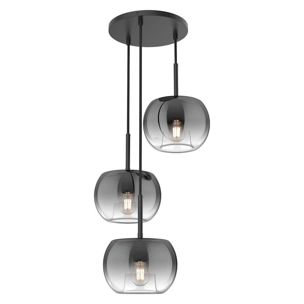 Kuzco Samar CH57514-BK/SM Chandeliers, 3 Lights, Black/Smoked