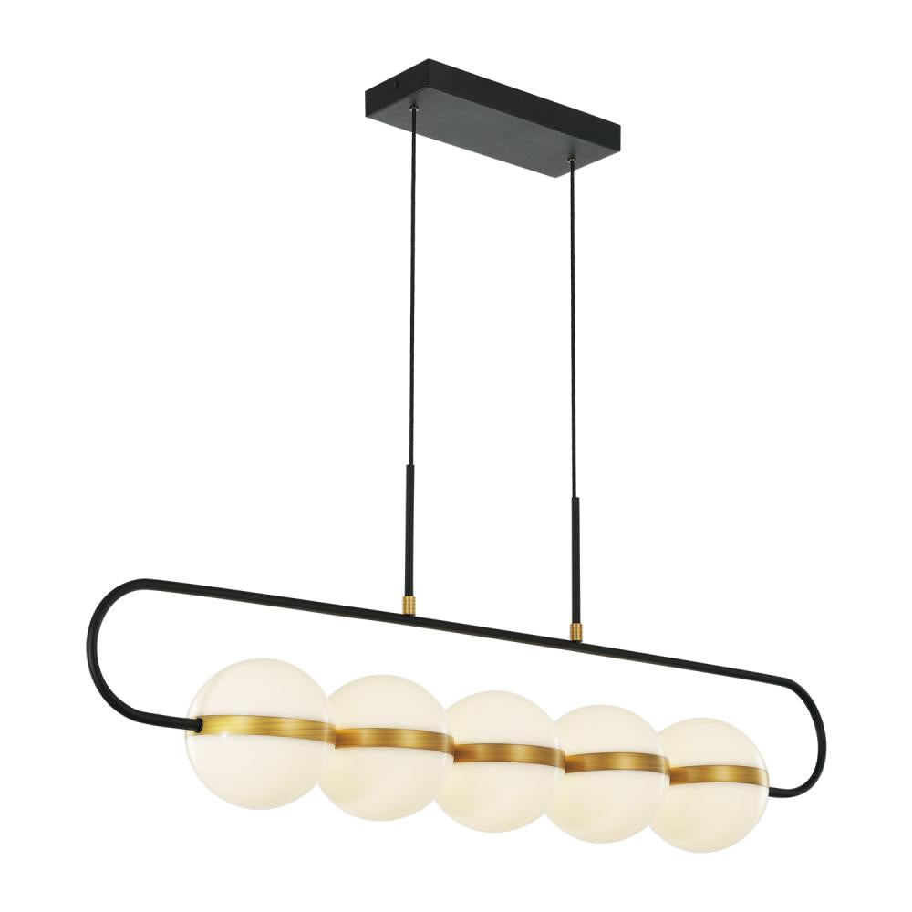 ALORA Lighting Tagliato LP302005MBBG LED Linear Pendant, 5 Head, Matte Black/Brushed Gold