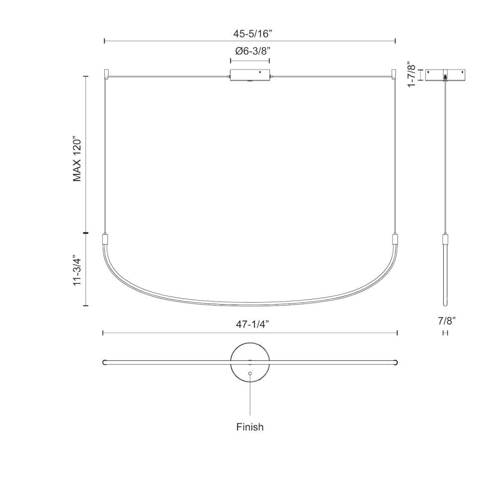 Kuzco Talis LP89048-BK Linear Pendant, LED, Black