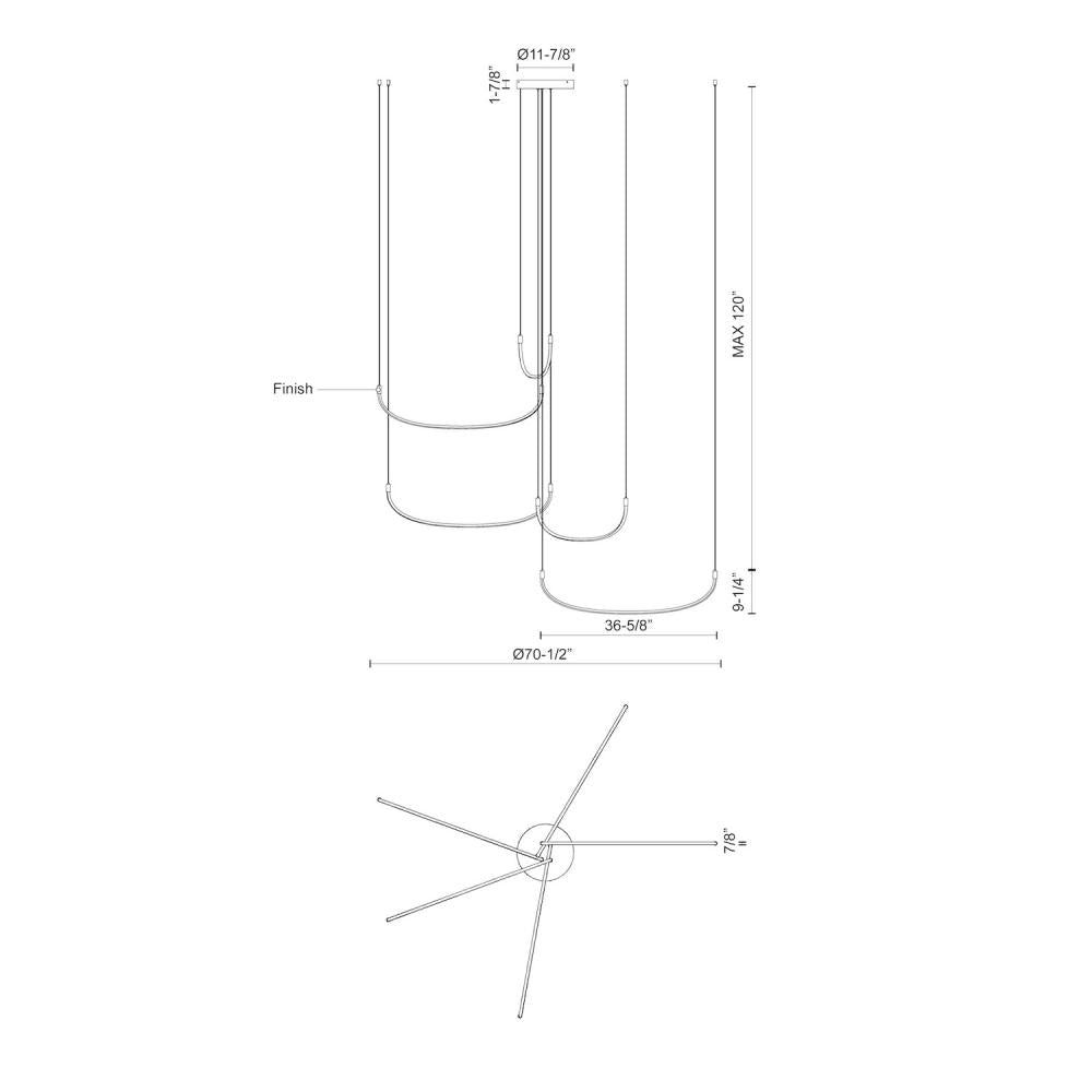 Kuzco Talis MP89570-BN Multi Pendant, UL Damp Rated, Brushed Nickel