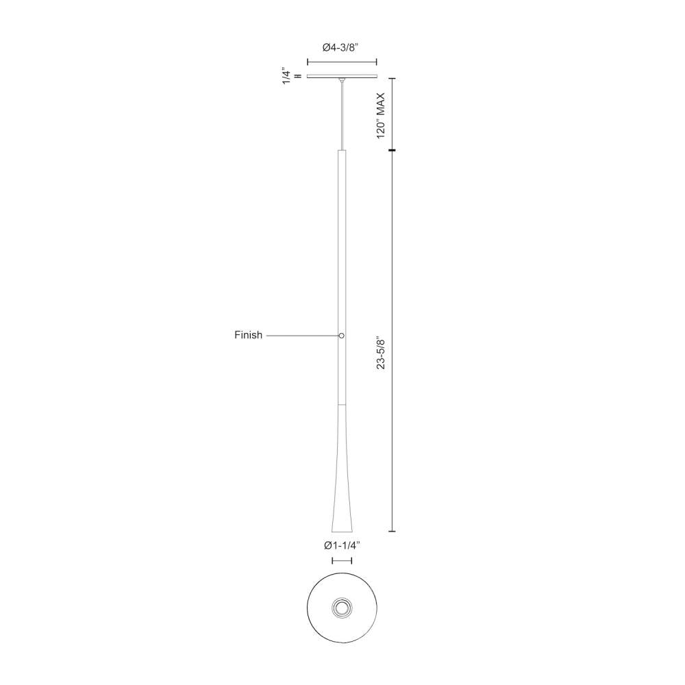 Kuzco PD15824-CH Taper Pendant, Chrome