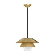 Kuzco Tetsu PD475113BGCL Pendant Light Fixture, UL Damp Rated, Brushed Gold/Clear Glass