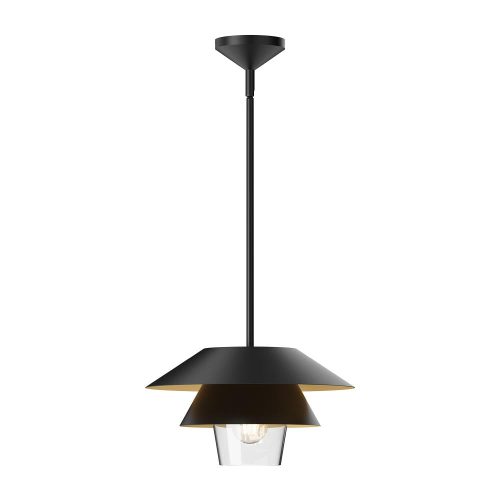 ALORA MOOD Lighting Tetsu PD475113MBCL Pendant, UL Damp Rated, Matte Black/Clear Glass