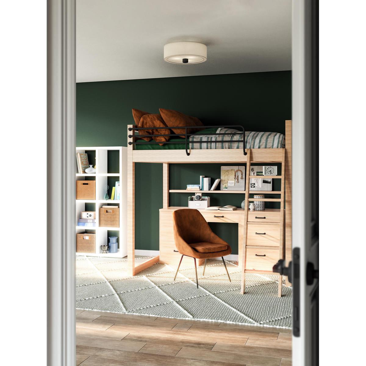 ALORA MOOD Lighting FM547924AGWL Flush Mount Fixture, UL Damp Rated, Aged Gold/White Linen