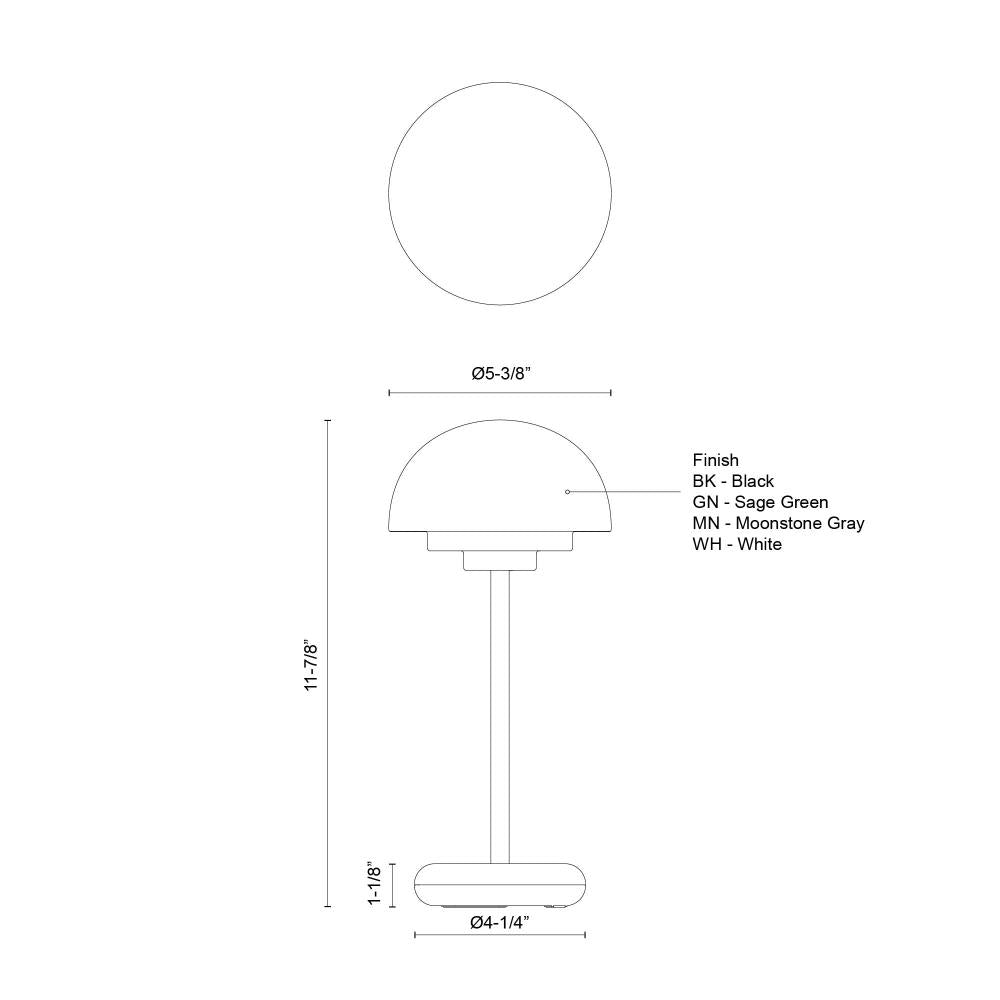 Kuzco TL63812-MN Hinata 5-in Moonstone Gray LED Table Lamp, Table Lamps, Moonstone Gray