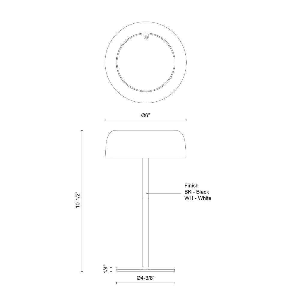 Kuzco Brilla TL68211-BK Table Lamp, 6-in, LED, Black
